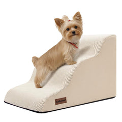 Aodisman dog stairs 3-step front view with curved ramp for easy climbing