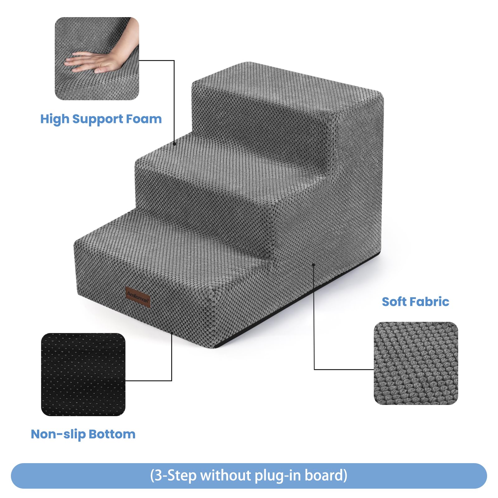 Aodisman dog stairs 5-step grey bed image supports high bed climbs