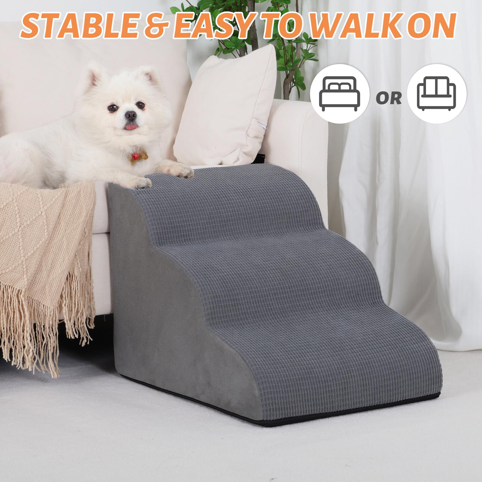Aodisman dog stairs 5-step height offering higher reach to higher beds.