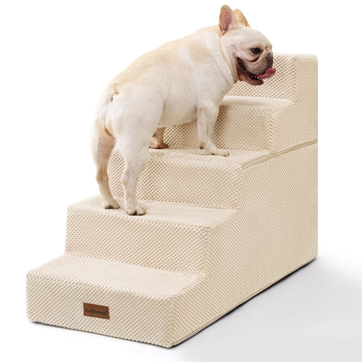 Aodisman dog stairs 5-step high-bed design helps small pets reach elevated surfaces safely.