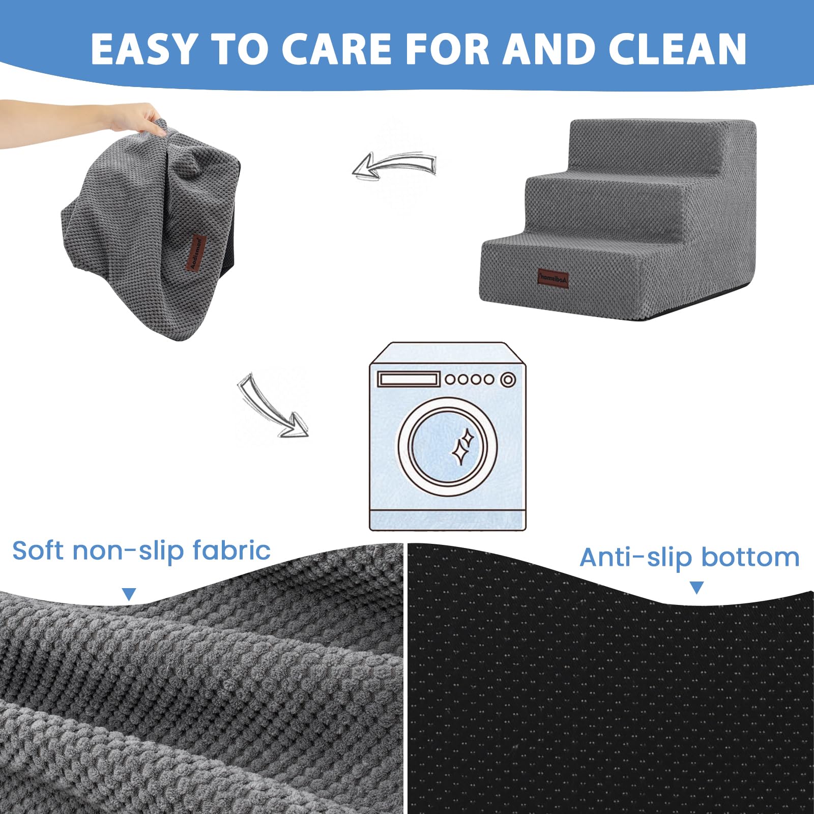 Aodisman dog stairs anti-slip bottom provides stable footing on smooth floors.