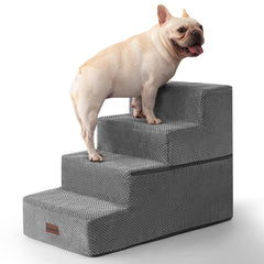 Aodisman dog stairs bed-18-5-inch gray shows four-step design for bed access