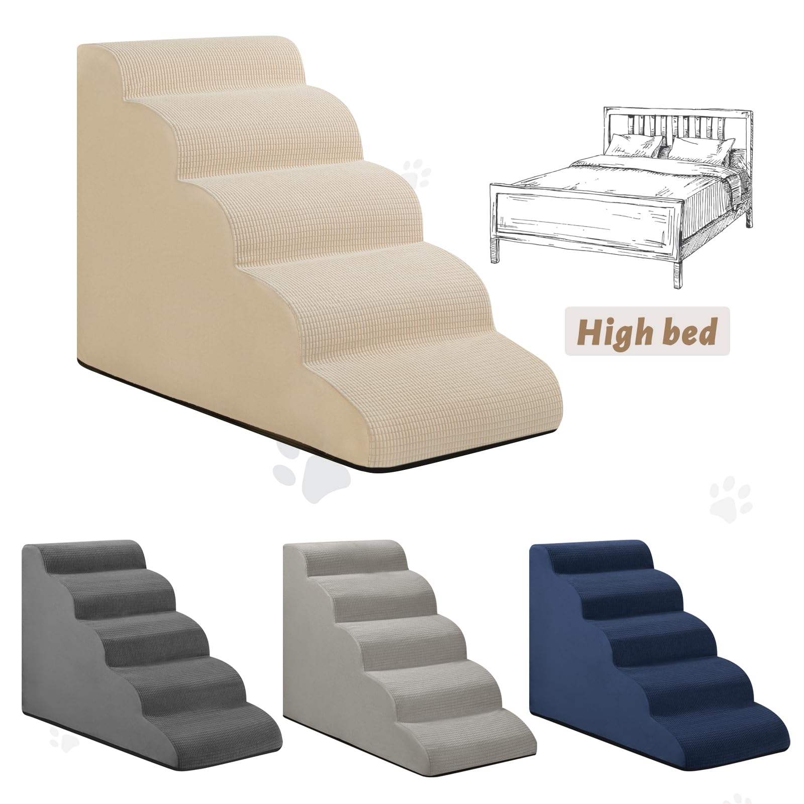 Close-up of beige fabric cover on Aodisman stairs for paw-friendly surface