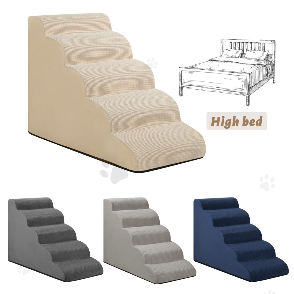 Close-up of beige fabric cover on Aodisman stairs for paw-friendly surface