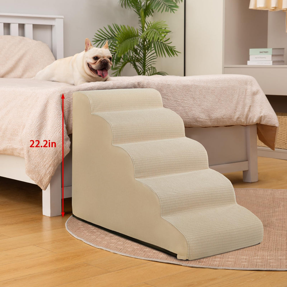 Aodisman beige stairs, side view, showing sturdy construction for safe climbing
