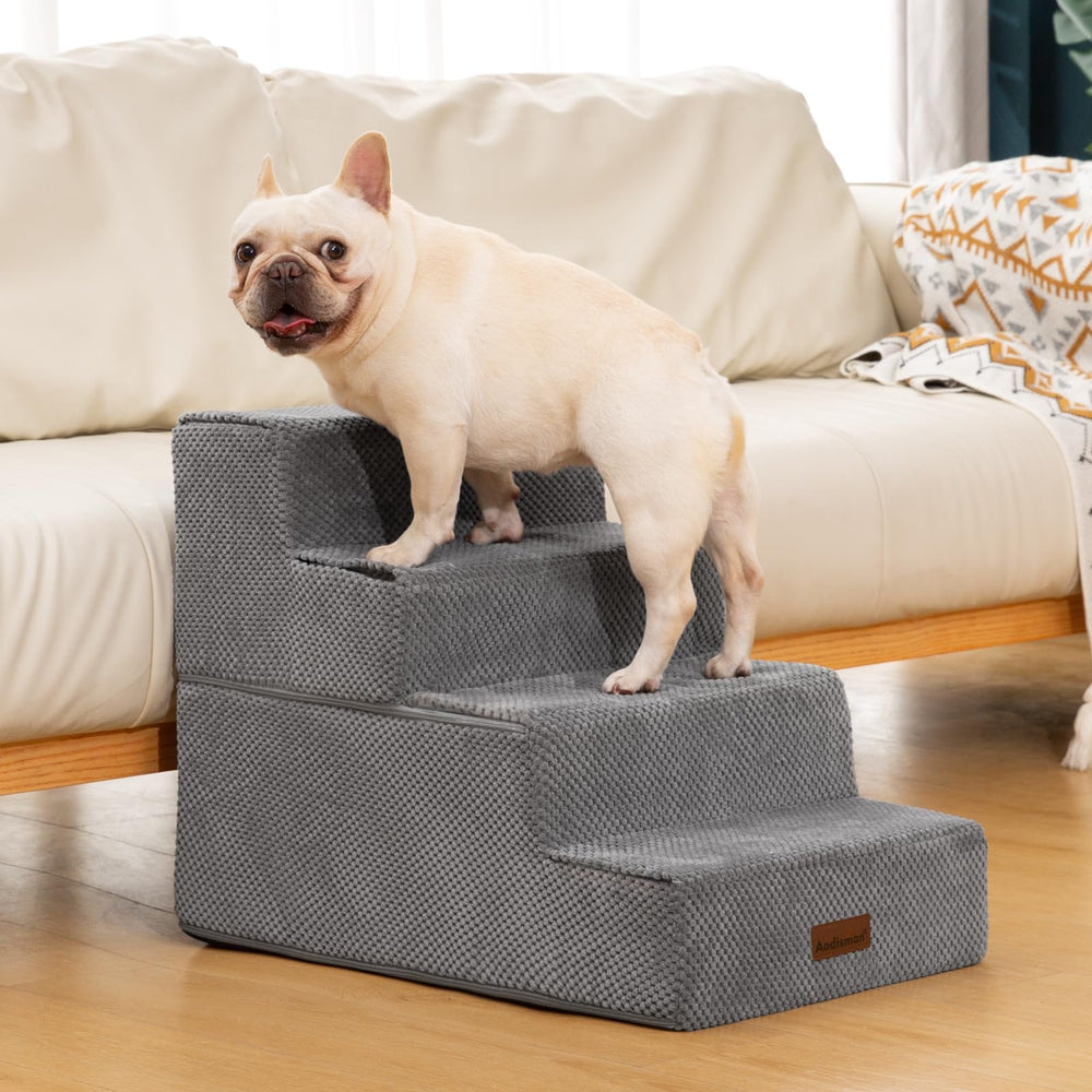 Aodisman dog stairs dimension chart gray shows height options for couches and beds
