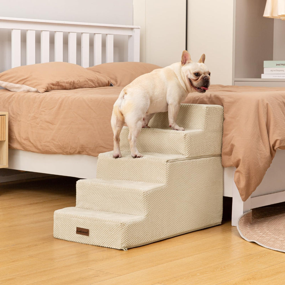 Aodisman dog stairs foam-core delivers lightweight yet sturdy daily-use steps.