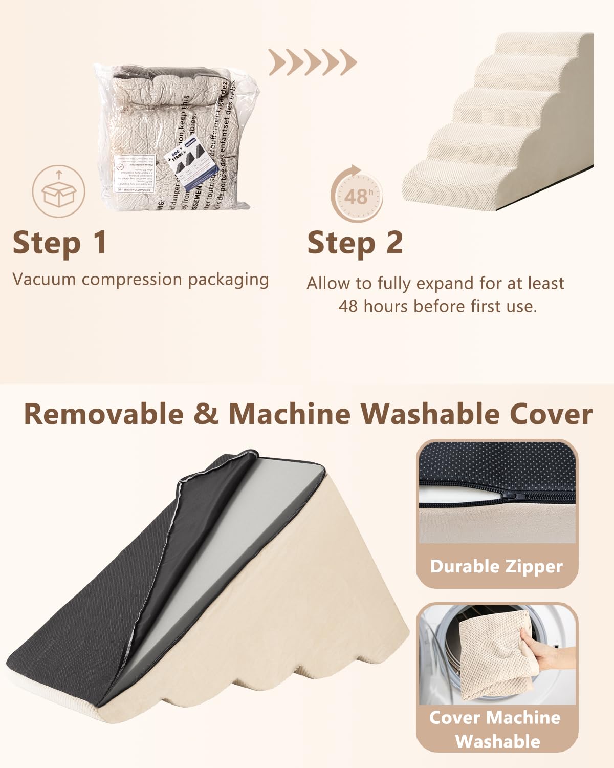 Aodisman foam-core stairs provide gentle support and cushioned steps.
