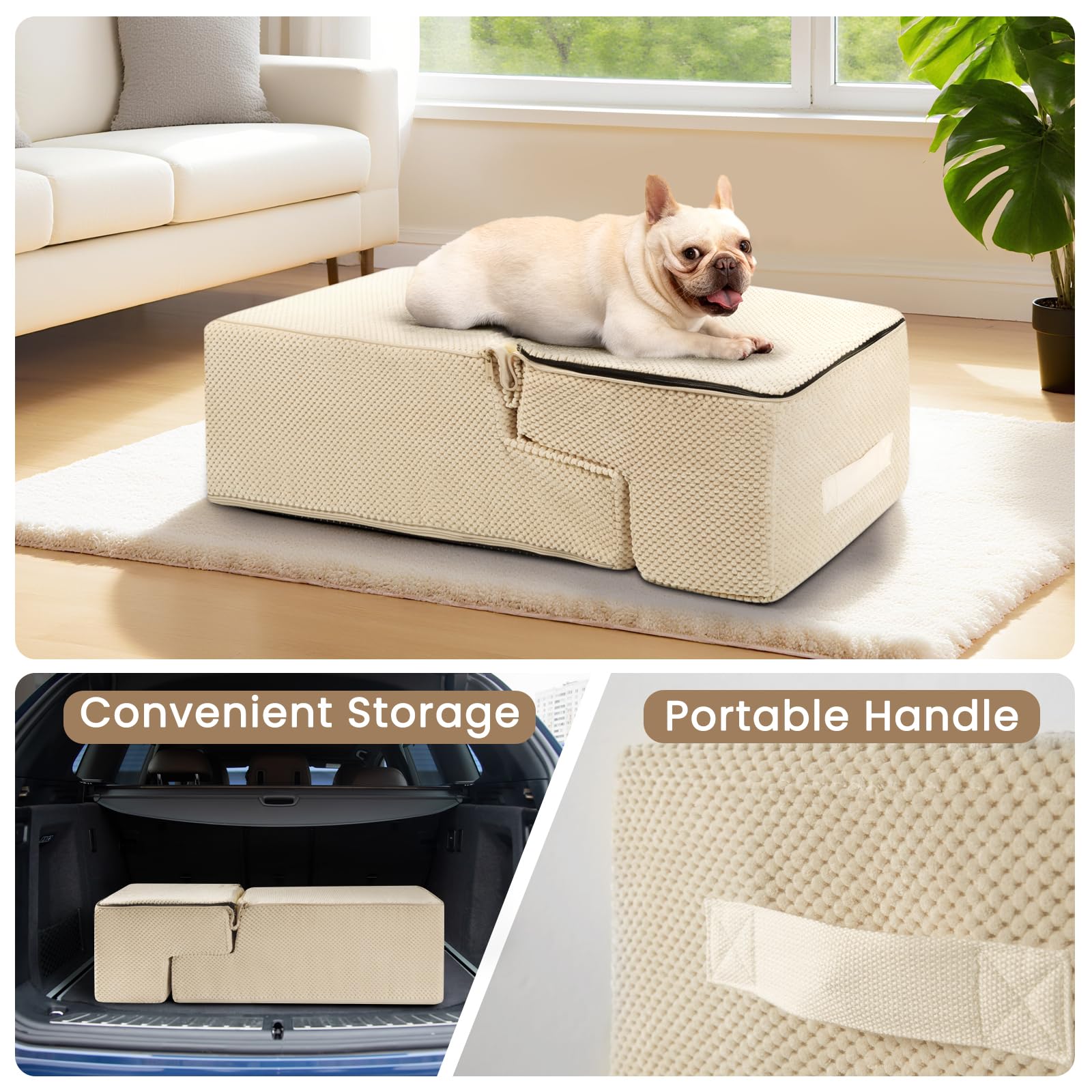 Aodisman dog stairs non-slip base ensures stability.