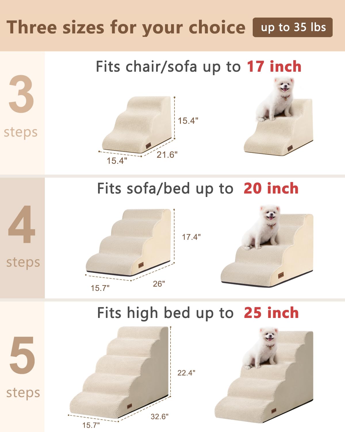 Aodisman dog stairs with non-slip bottom, stabilizing seniors during climbs.