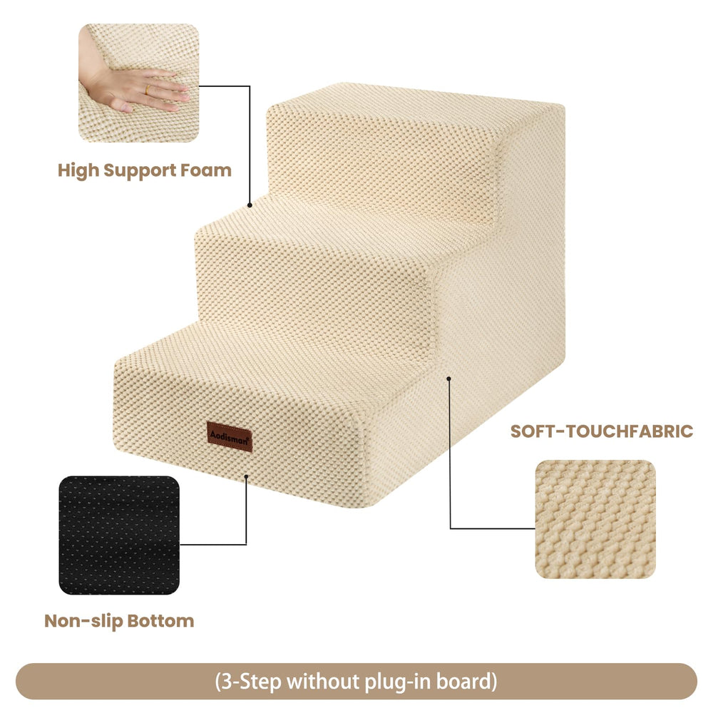 Aodisman dog stairs non-slip bottom beige for secure footing on floors