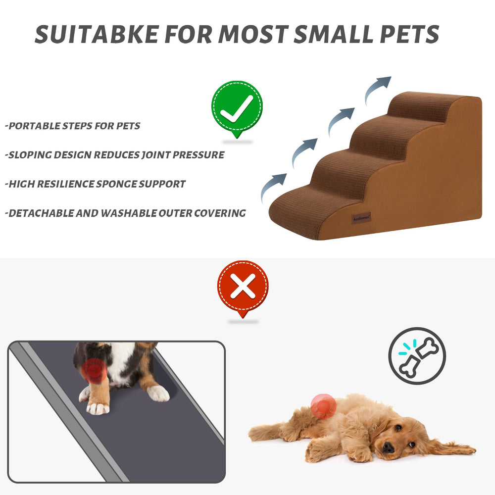 Aodisman dog stairs-nonslip-bottom keeps the stairs securely in place.