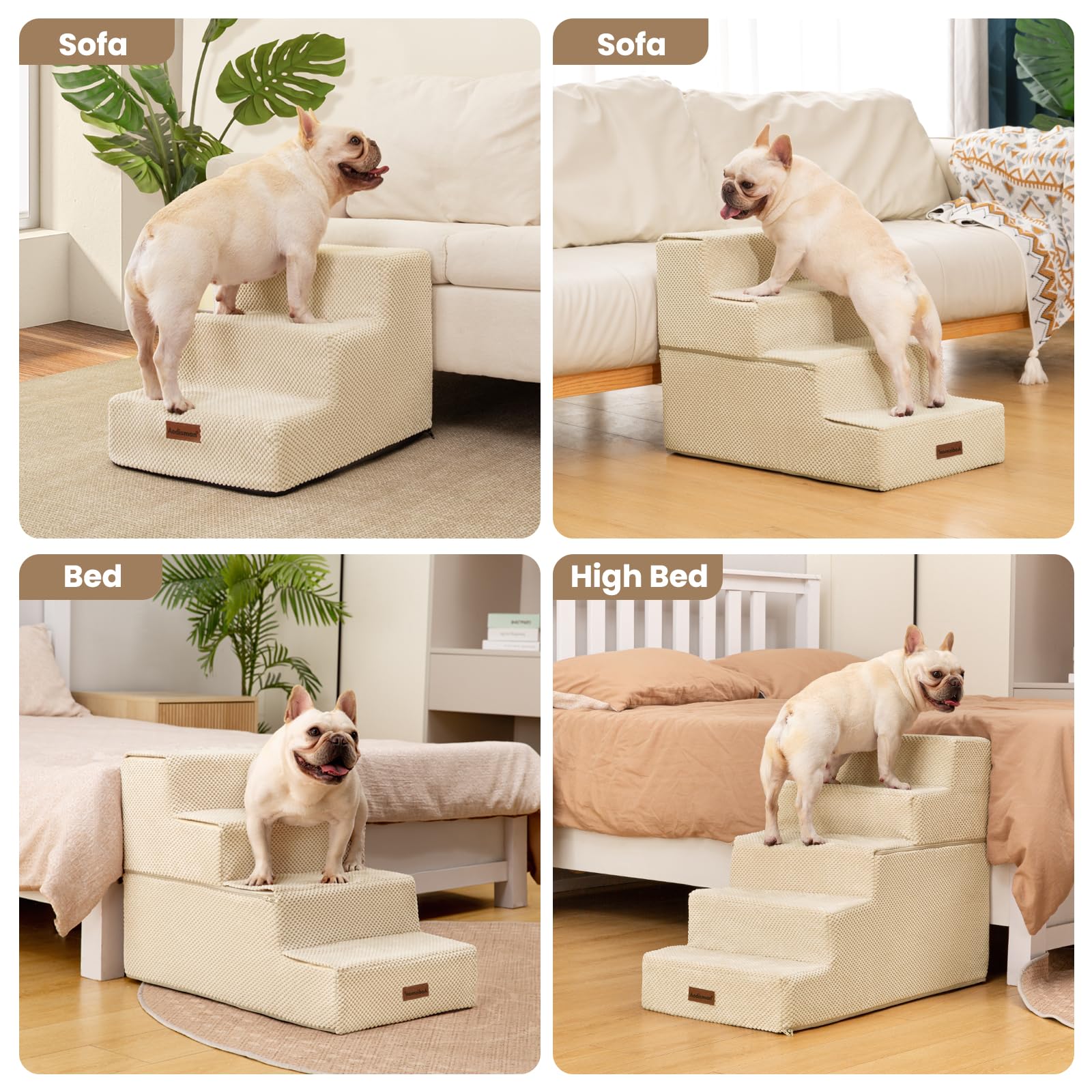 Aodisman dog stairs vacuum compressed packaging beige ships compactly