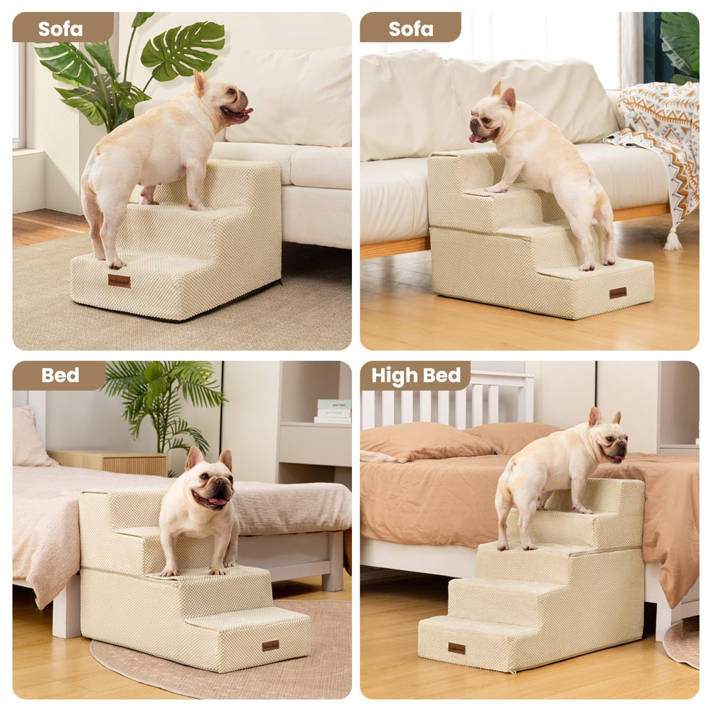 Aodisman dog stairs vacuum compressed packaging beige ships compactly