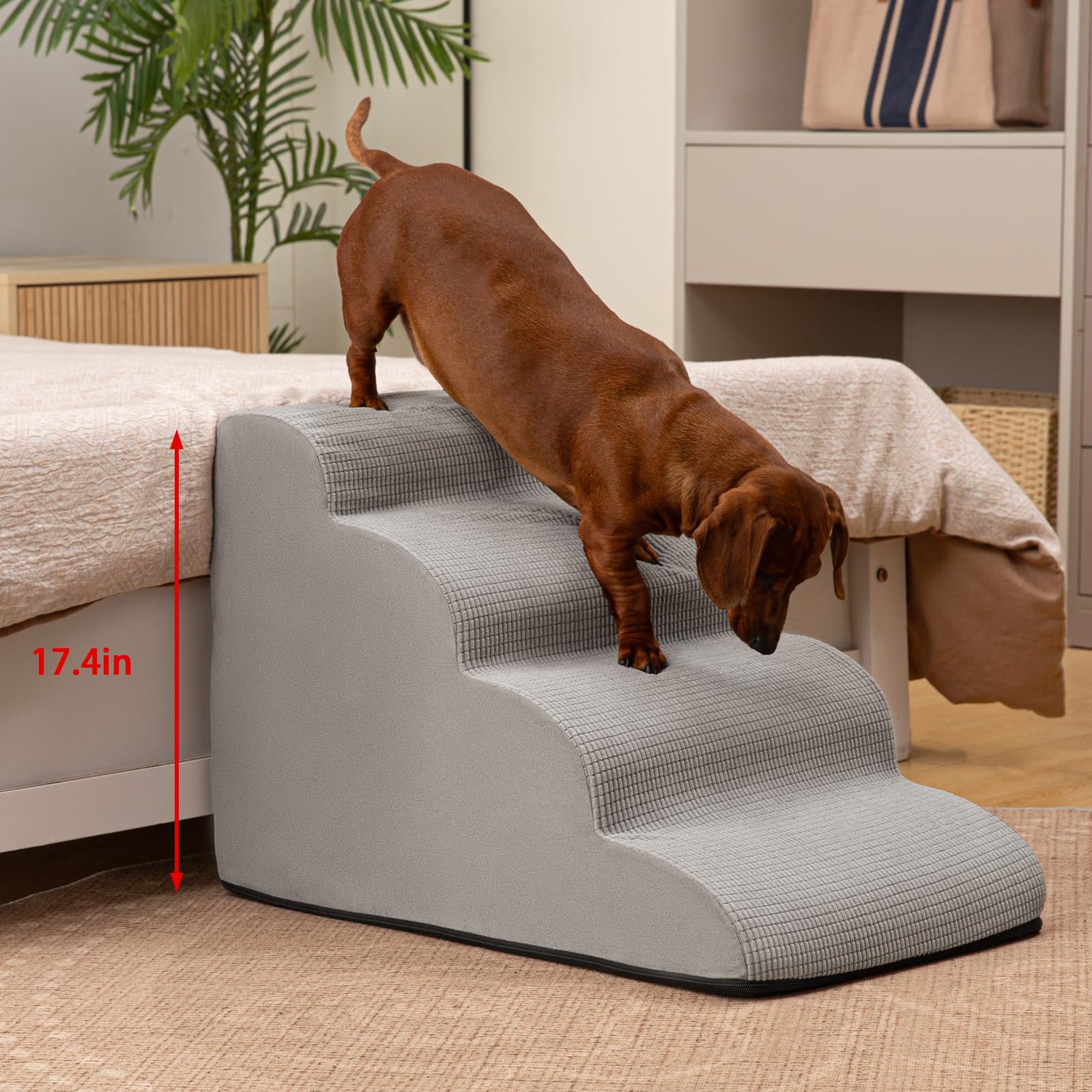 Aodisman vacuum-sealed packaging keeps stairs compact for transport.