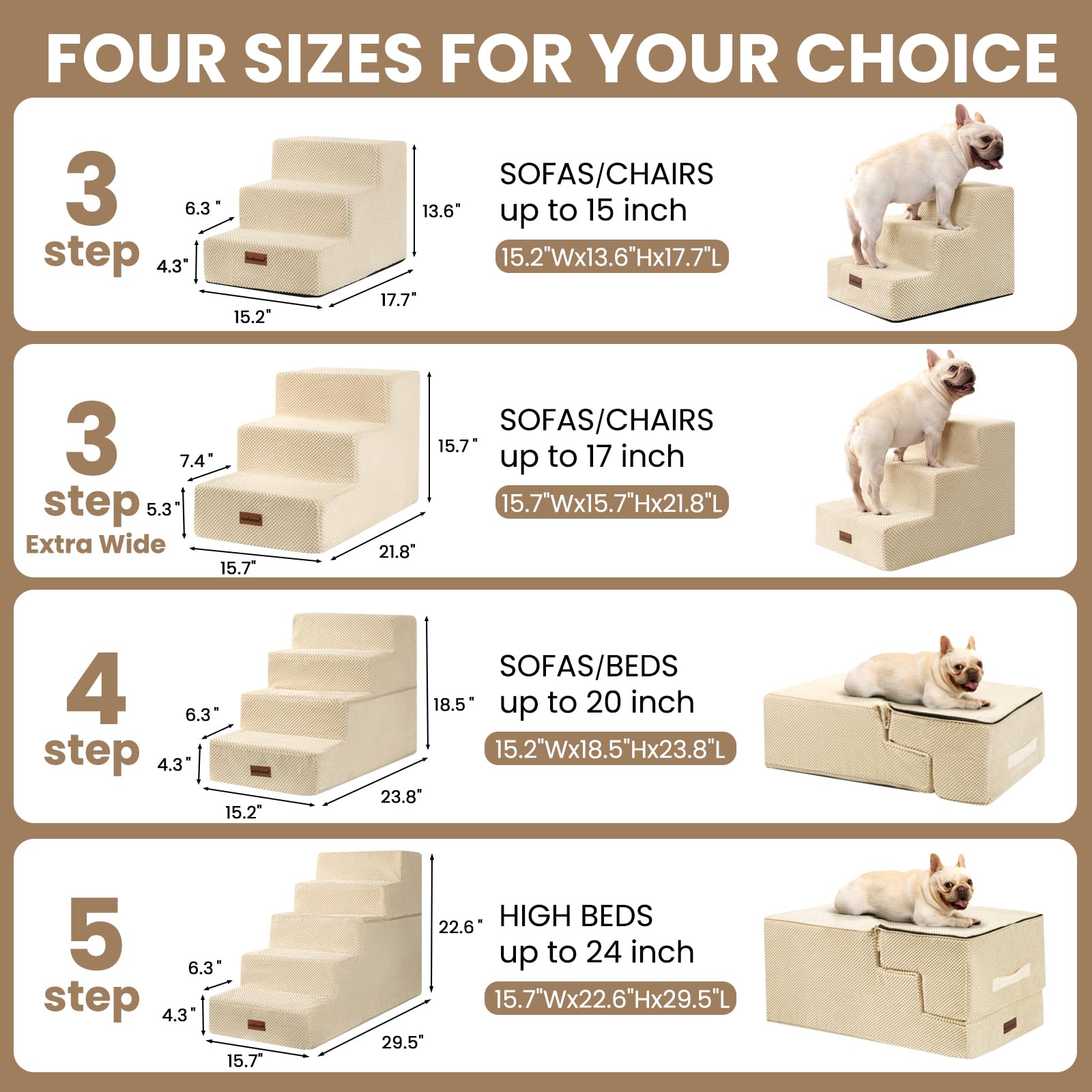 Aodisman dog stairs in use on sofa enabling easy access for a small dog