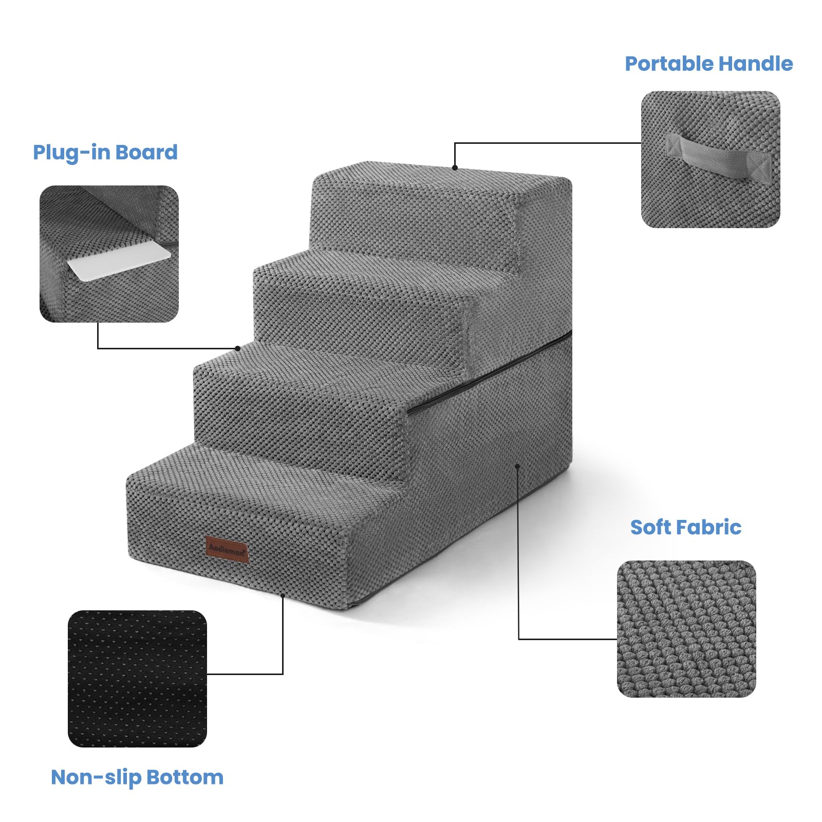 Aodisman dog stairs puppy-kitty use gray suited for small pets