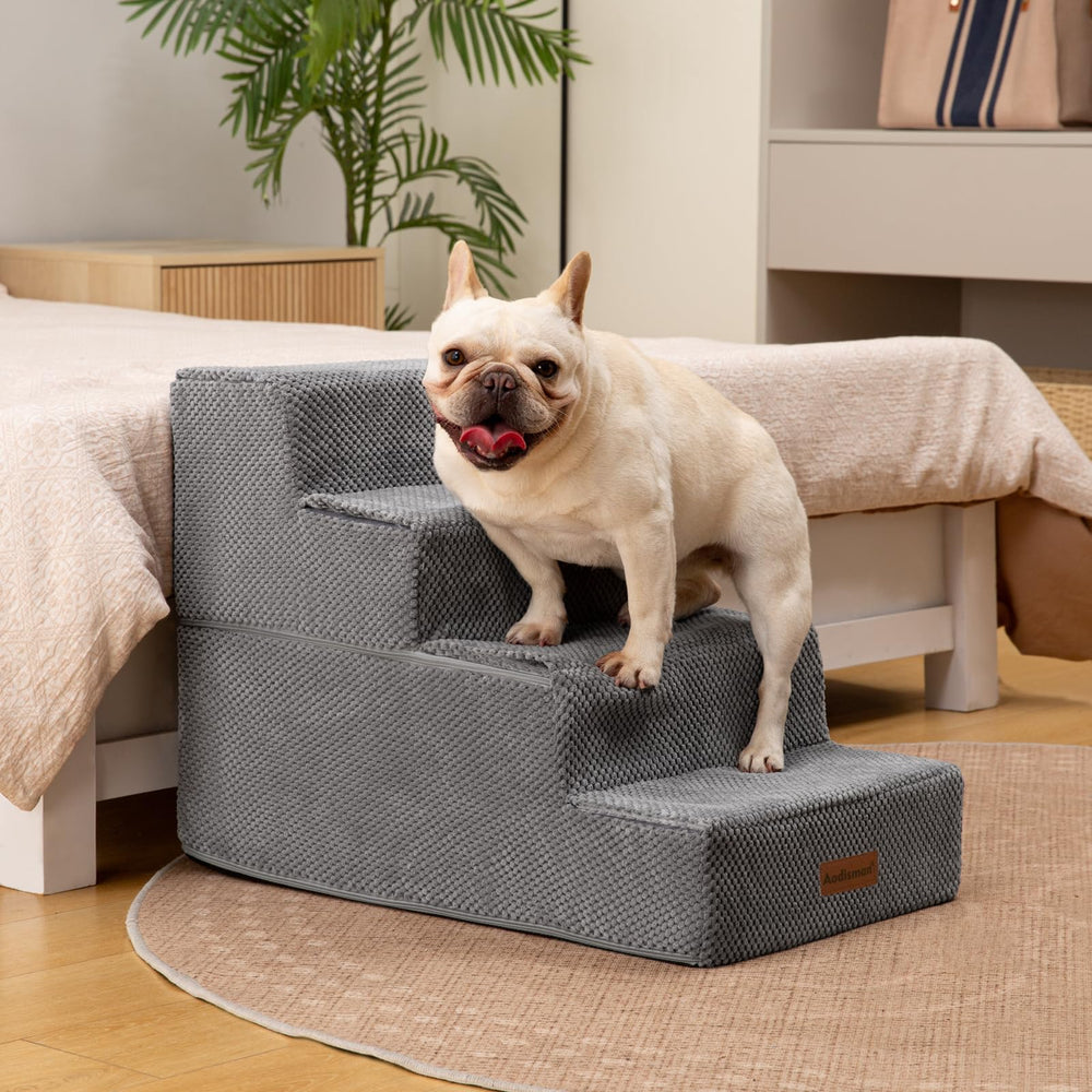 Aodisman dog stairs removable-cover gray illustrating washable cover for easy cleaning