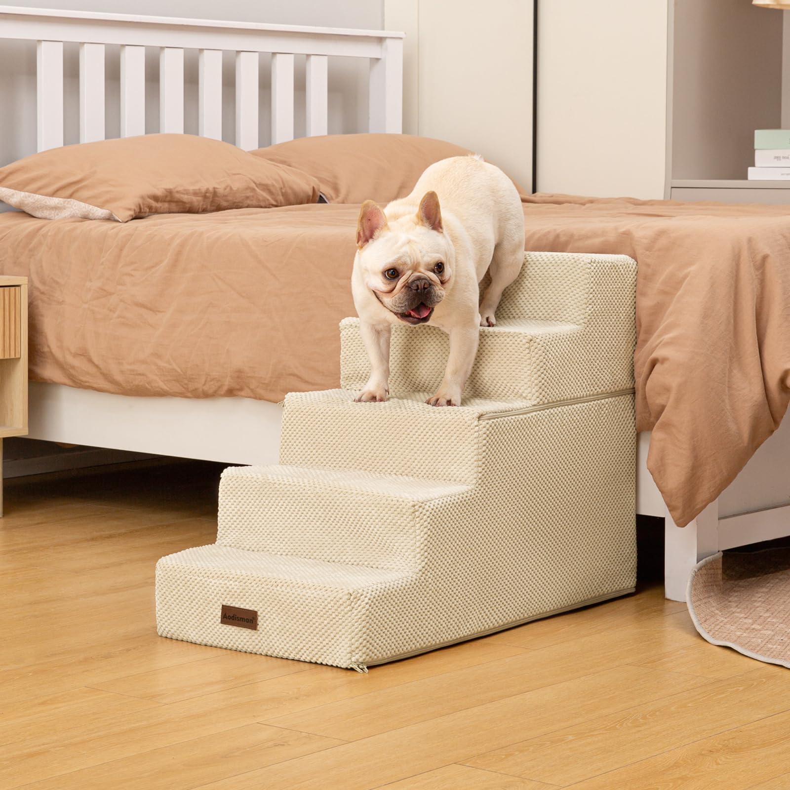 Aodisman dog stairs removable-cover enables easy machine washable cleaning.