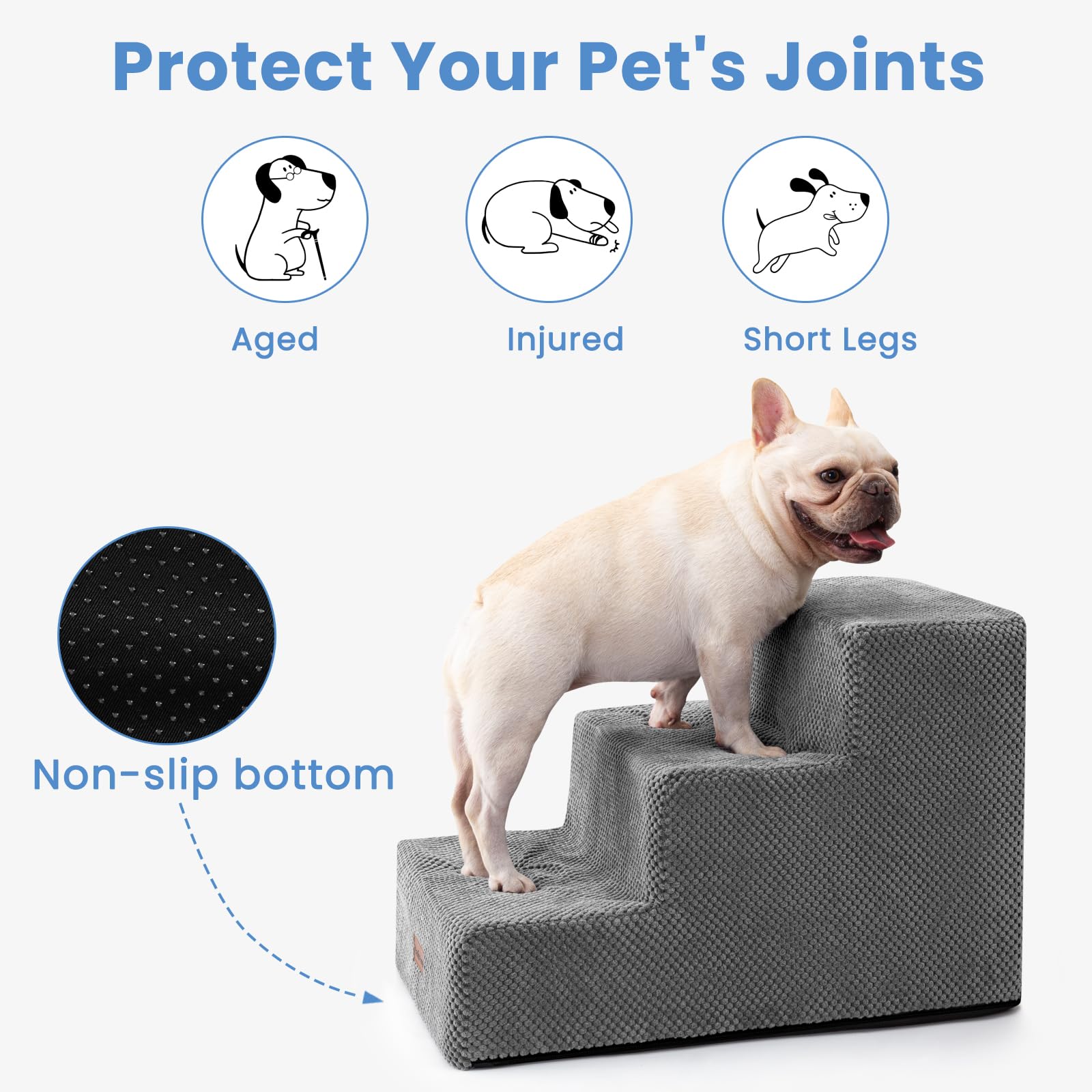 Aodisman dog stairs removable cover illustrates easy cleaning and maintenance