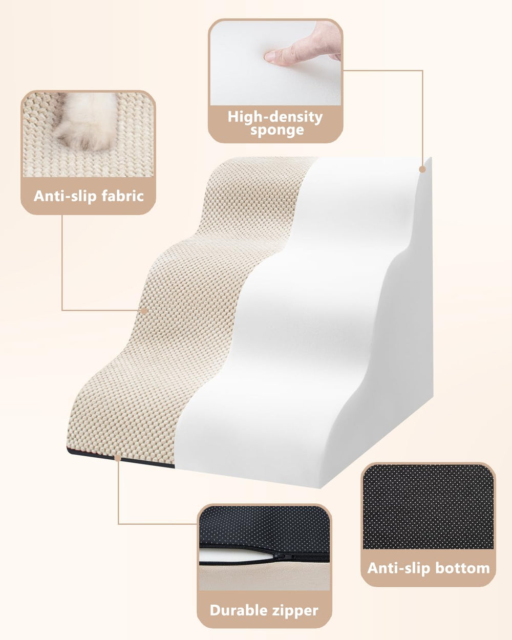 Aodisman dog stairs on sofa up to 17 inches height