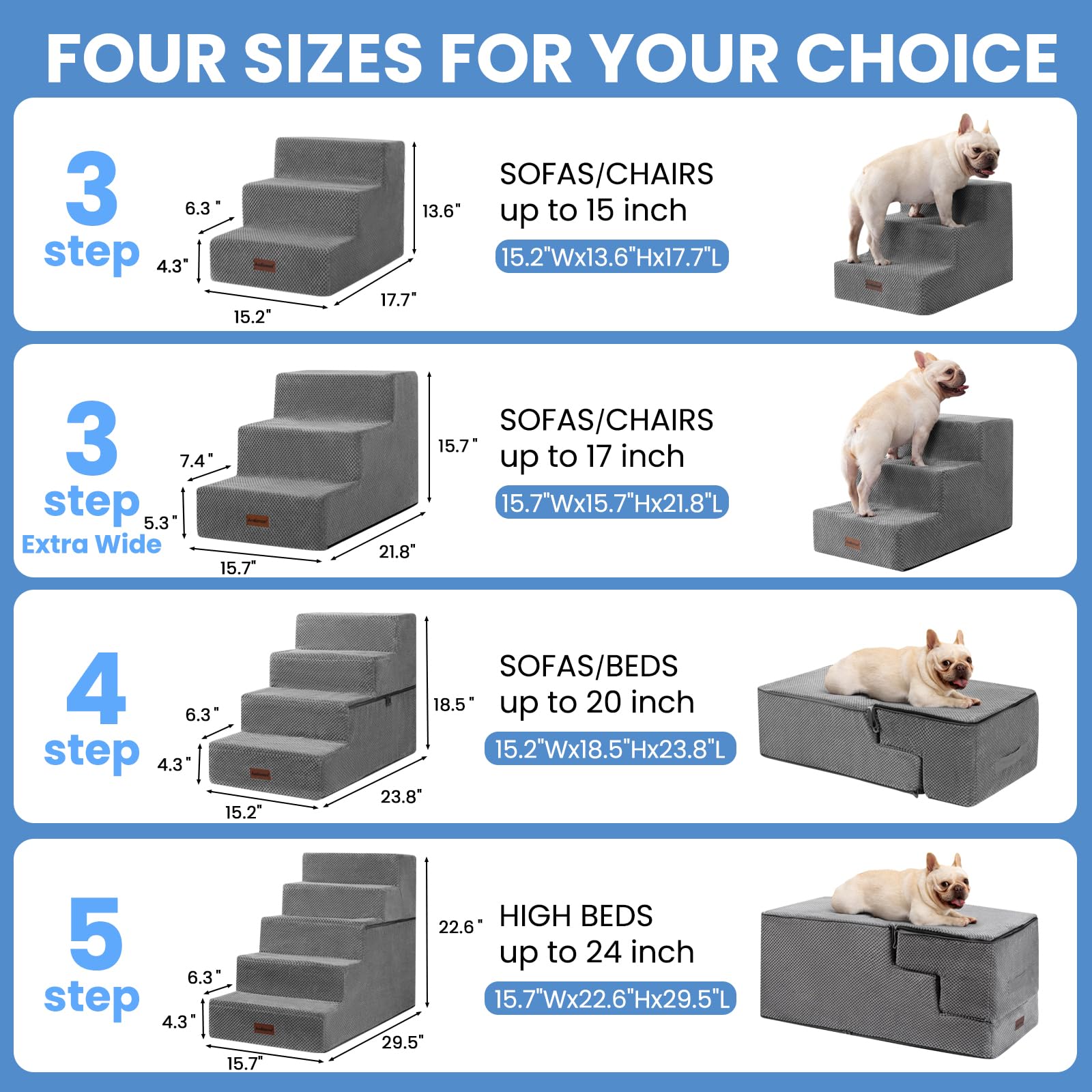 Aodisman dog stairs vacuum packaging shows space-saving shipping and reshaping after opening