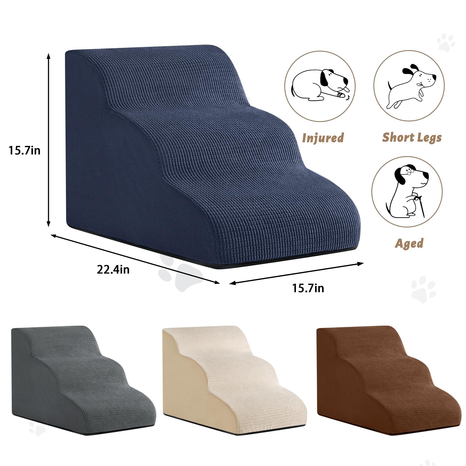 Aodisman dog stairs with detachable washable cover for easy cleaning.
