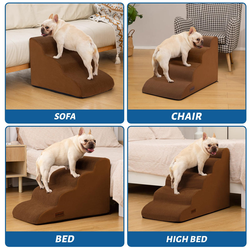 Aodisman dog stairs wide-steps detail highlighting gentle incline for joints and paws.