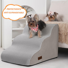 Aodisman dog stairs with wide steps supports small dogs climbing onto couch comfortably.
