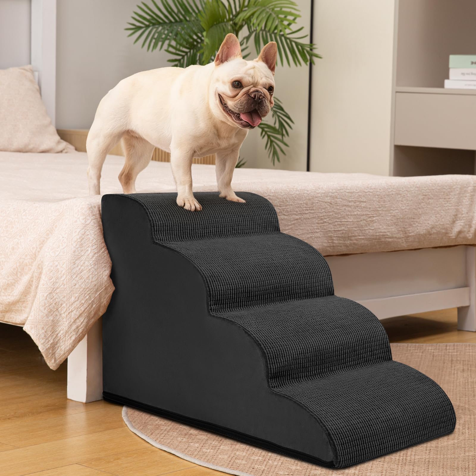 Aodisman dog steps foam-core detail showcases cushioned support for joints and comfort.