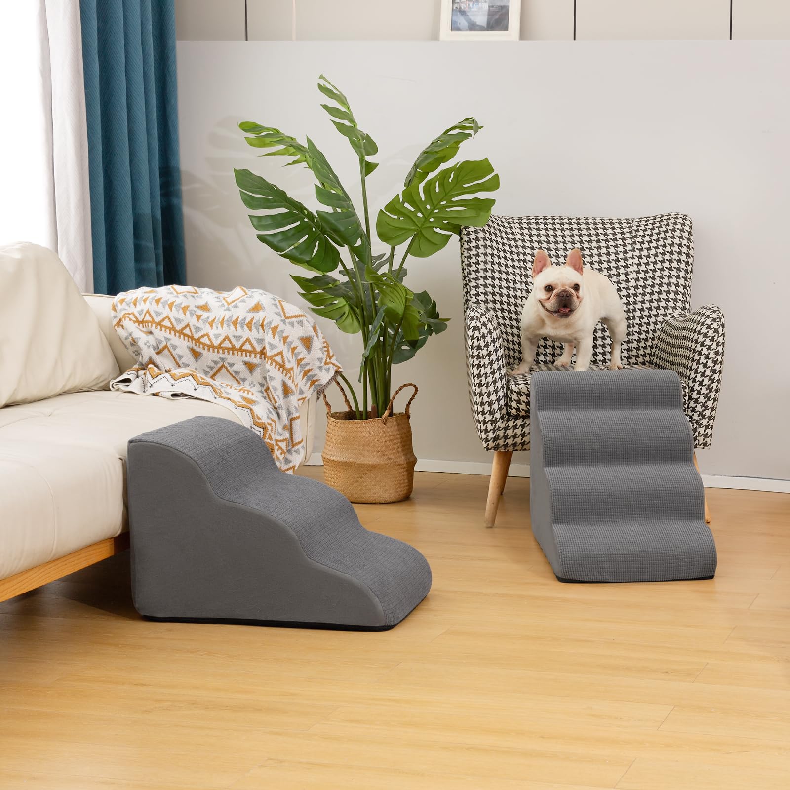Aodisman gray stairs blend with decor while aiding pets to climb