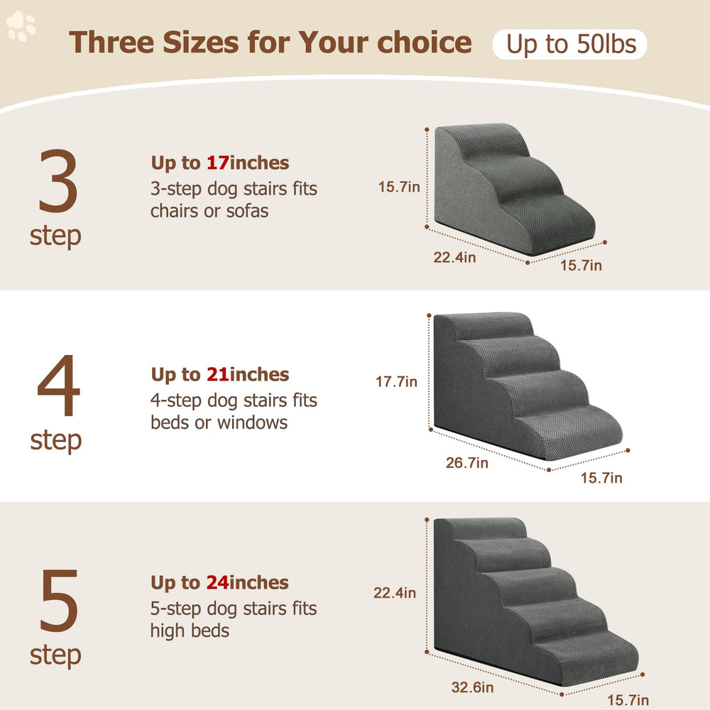 Aodisman dog steps grey four-step side view showing anti-slip base.