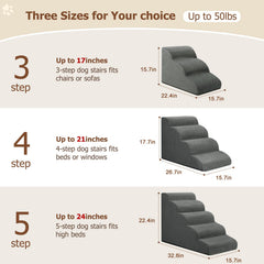 Aodisman dog steps grey four-step side view showing anti-slip base.