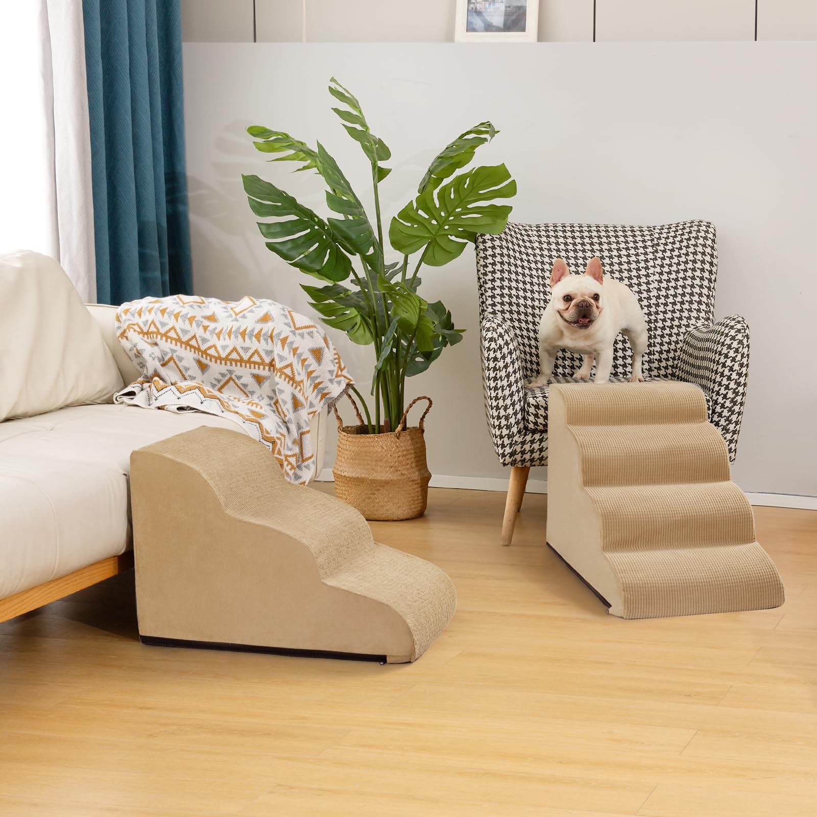 Aodisman dog steps stand 17.4 inches tall in khaki finish
