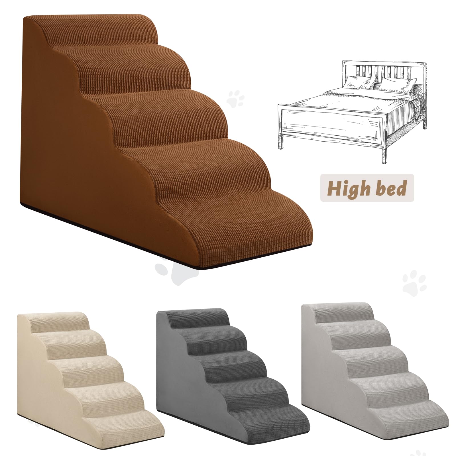 Aodisman dog using stairs on bed demonstrates easy, confident access.