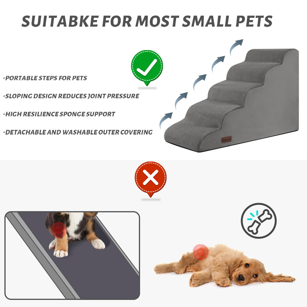 Aodisman pet-use stairs grey designed for dogs and cats' elevated lounging.