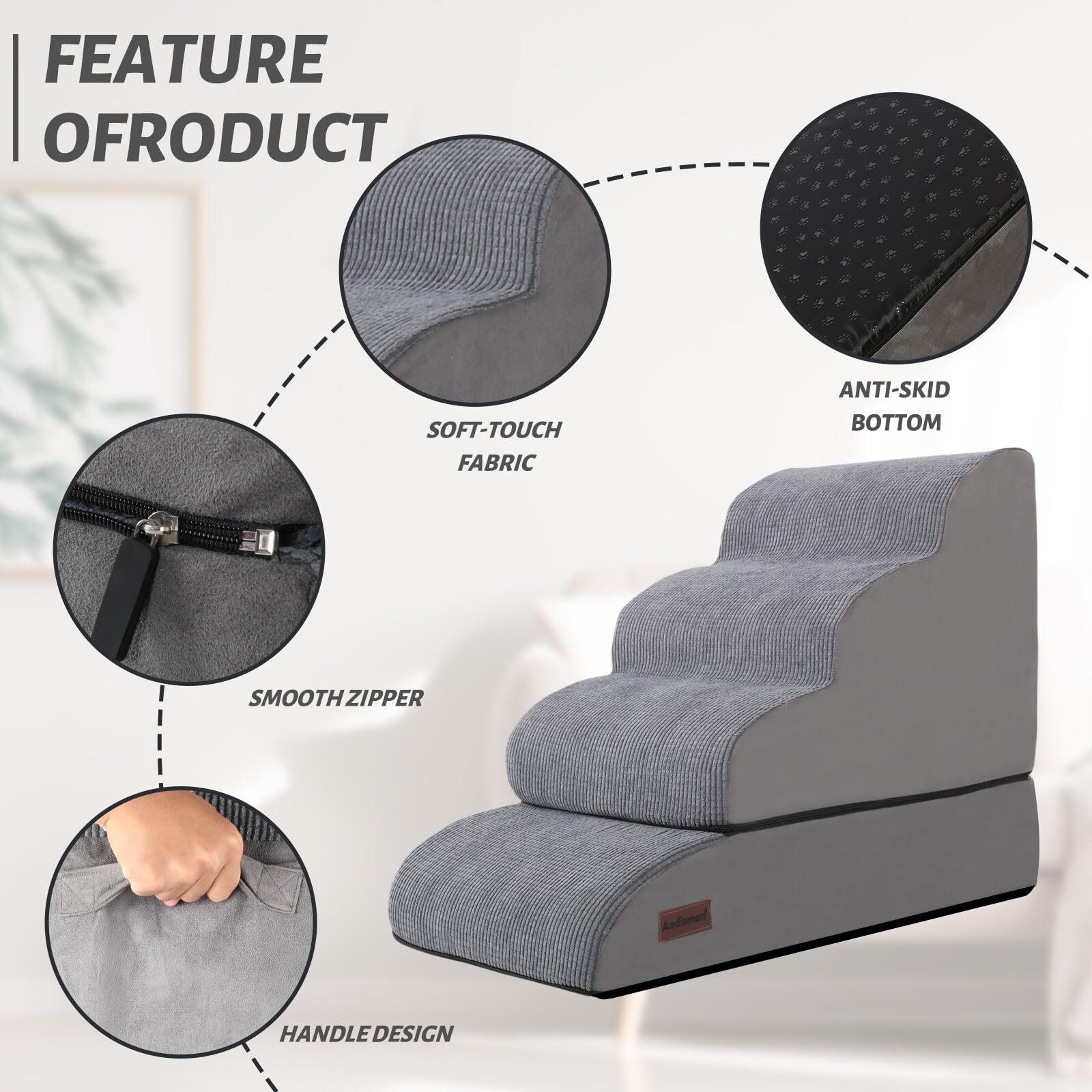 Aodisman compact setup shows how stairs and ramp fit beside beds for daily use.