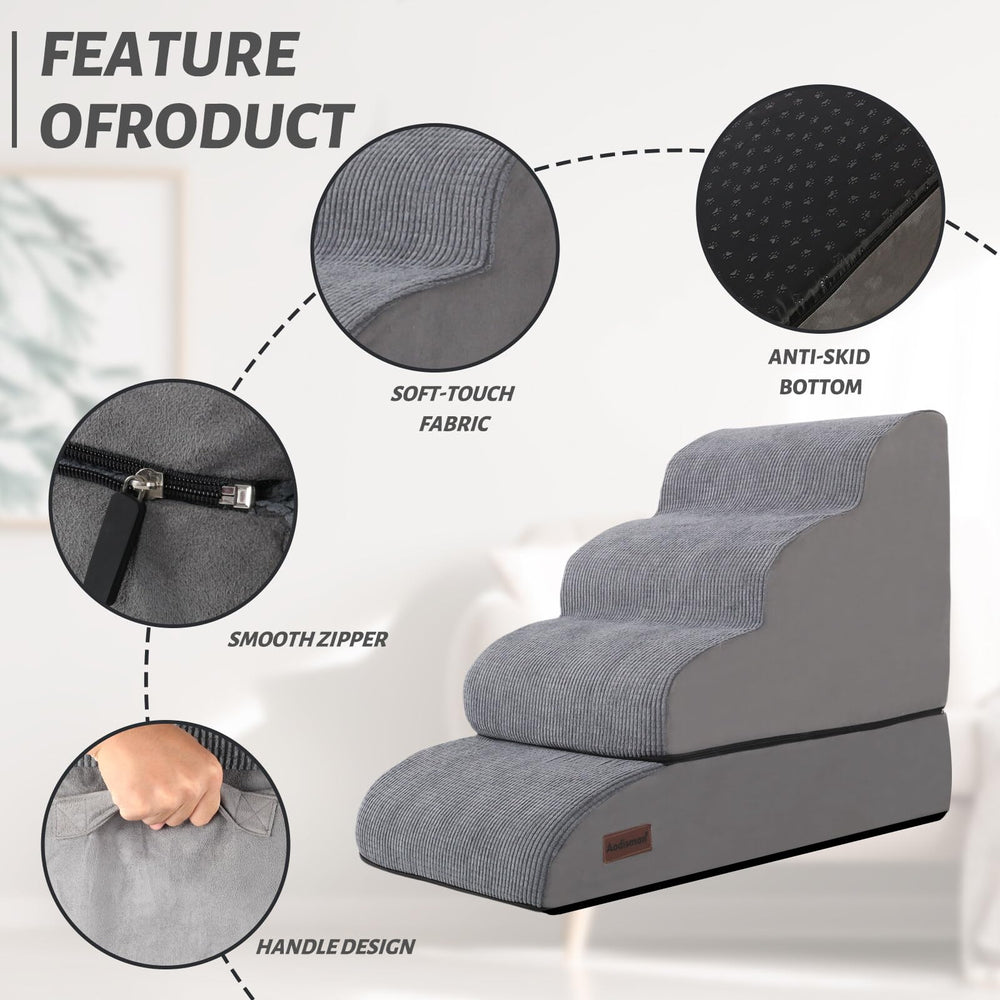 Aodisman compact setup shows how stairs and ramp fit beside beds for daily use.