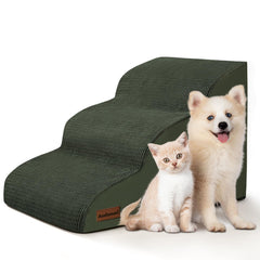 Aodisman three-step green ramp side view for easier sofa access.