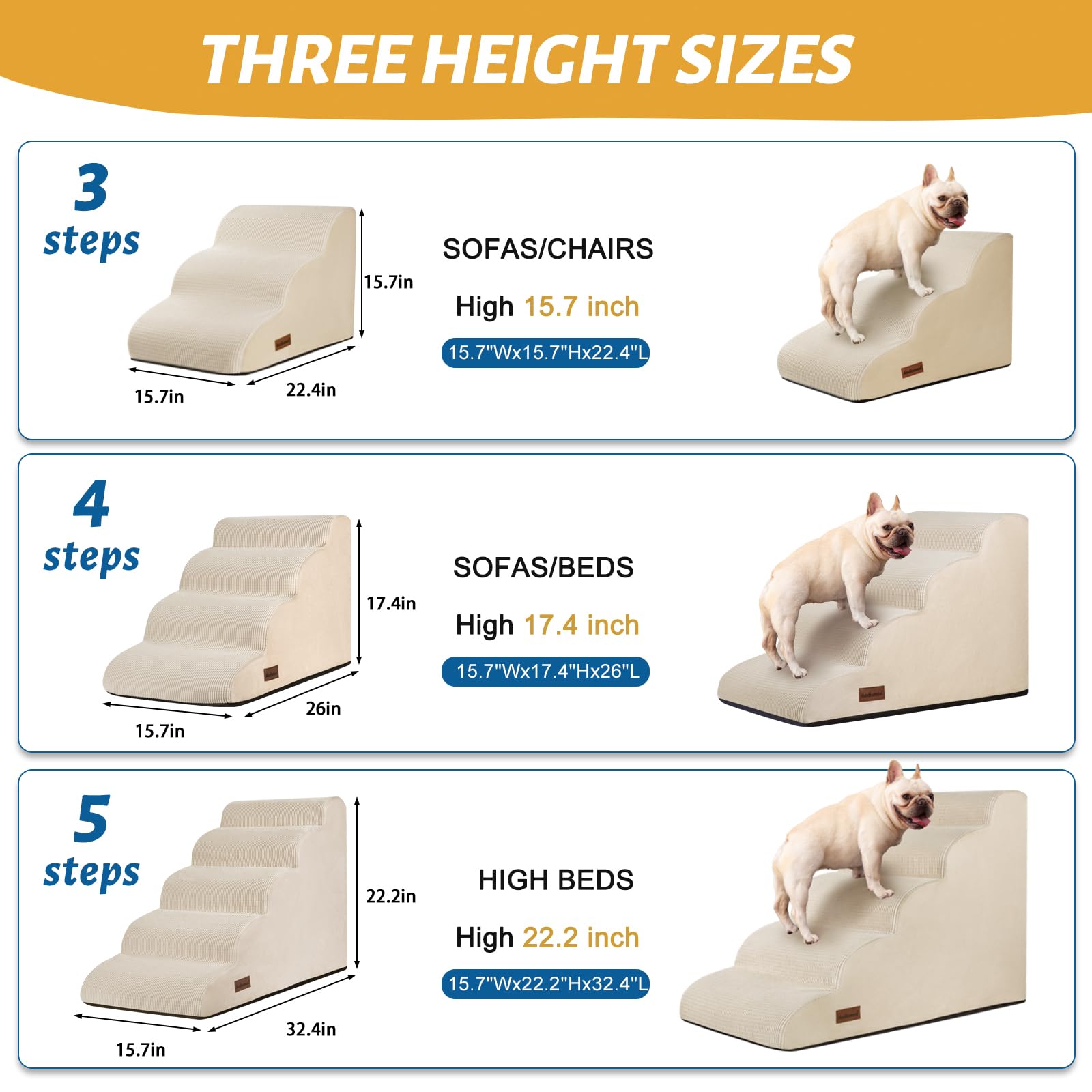 Aodisman wider-steps dog stairs, stable climb for small dogs and cats
