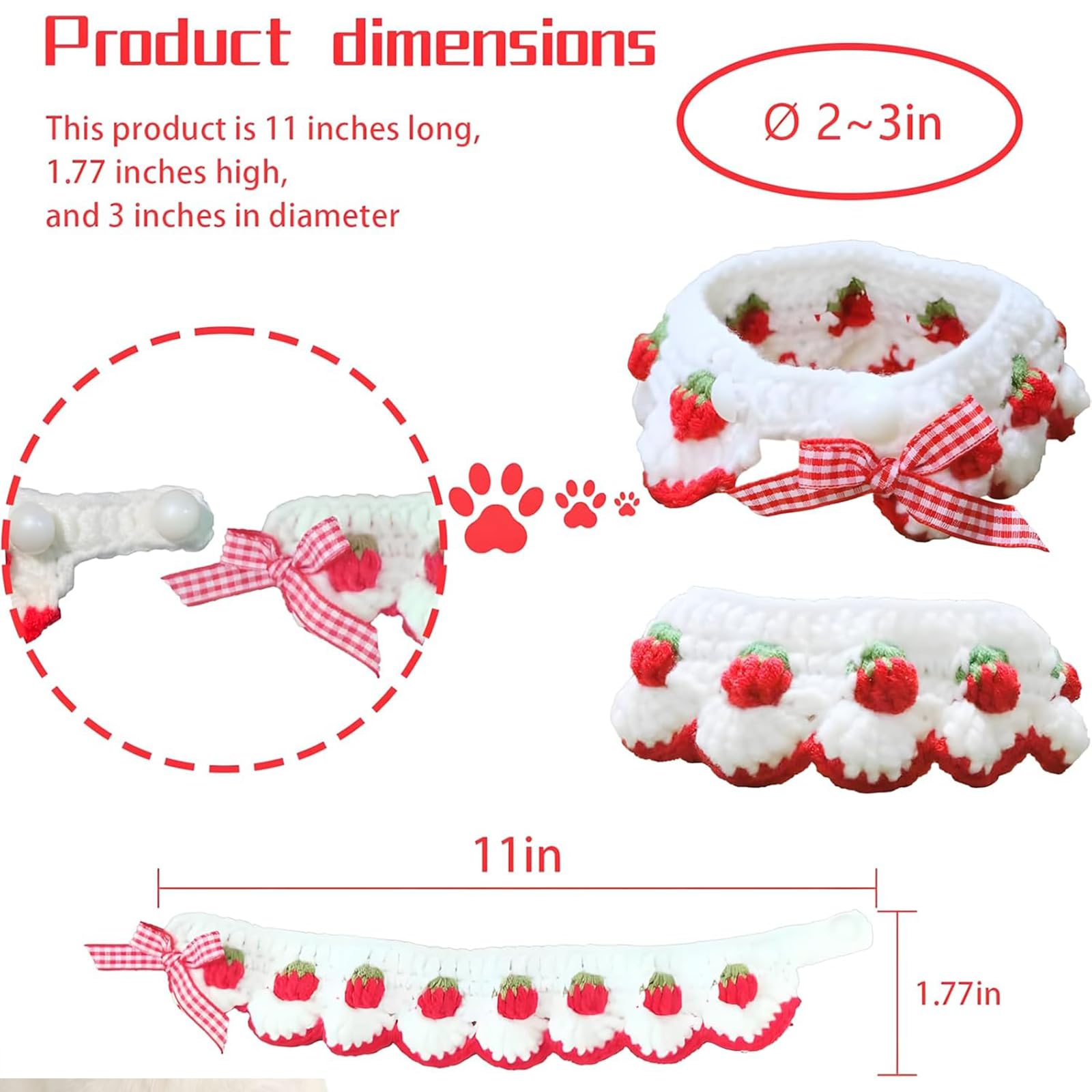 Aoeeki adjustable neck demonstrates eight to eleven inch range for kittens.
