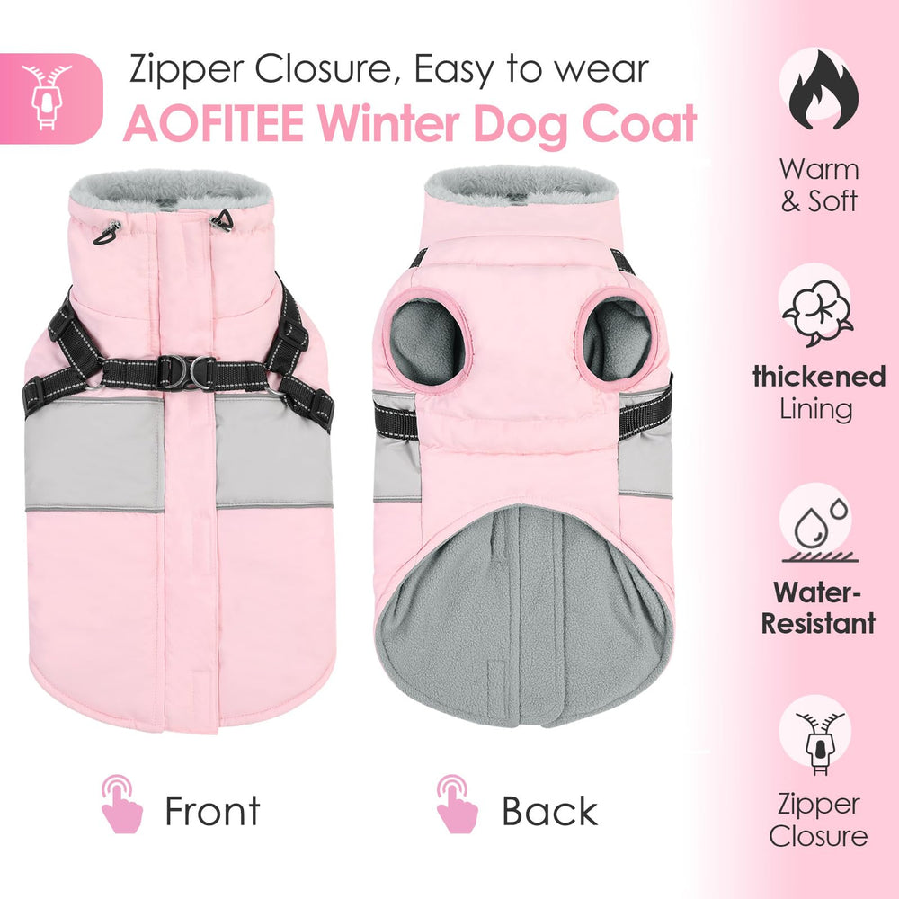 AOFITEE back-zipper dog coat offers easy on/off and hassle-free wear.