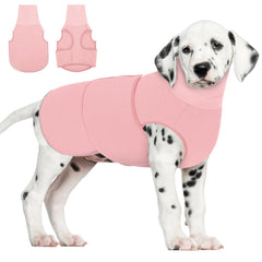 AOFITEE dog anxiety calming hoodie front view shows a snug wrap for calmer walks.