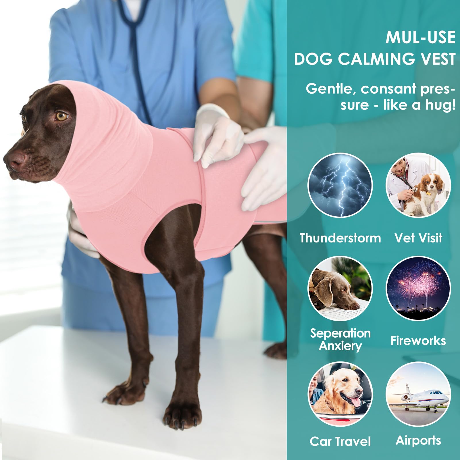 AOFITEE dog anxiety calming hoodie night view with reflective strips boosts visibility.