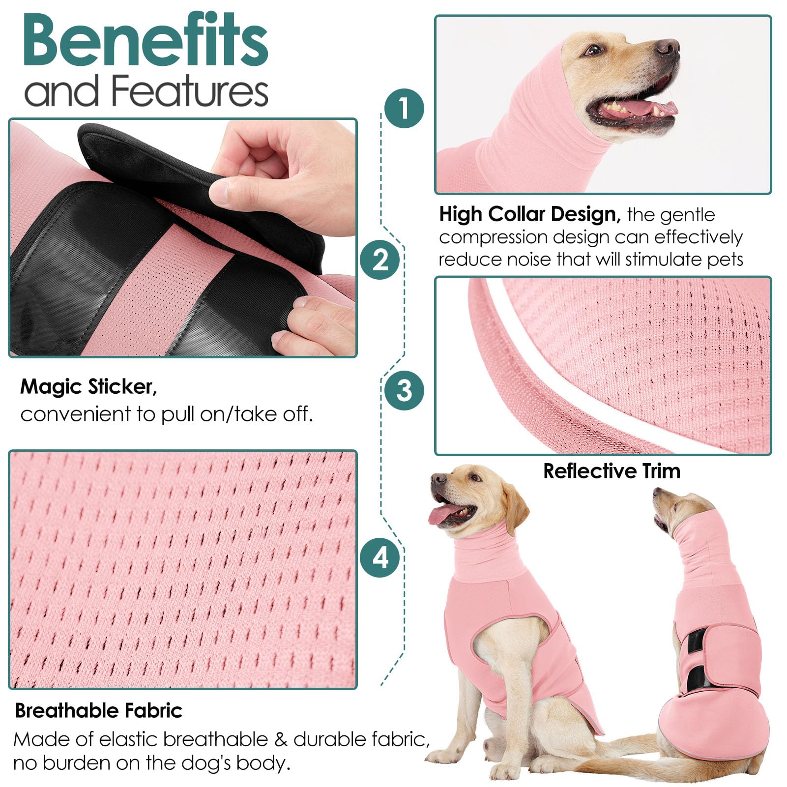 AOFITEE dog anxiety calming hoodie side view highlights breathable mesh for all-day comfort.