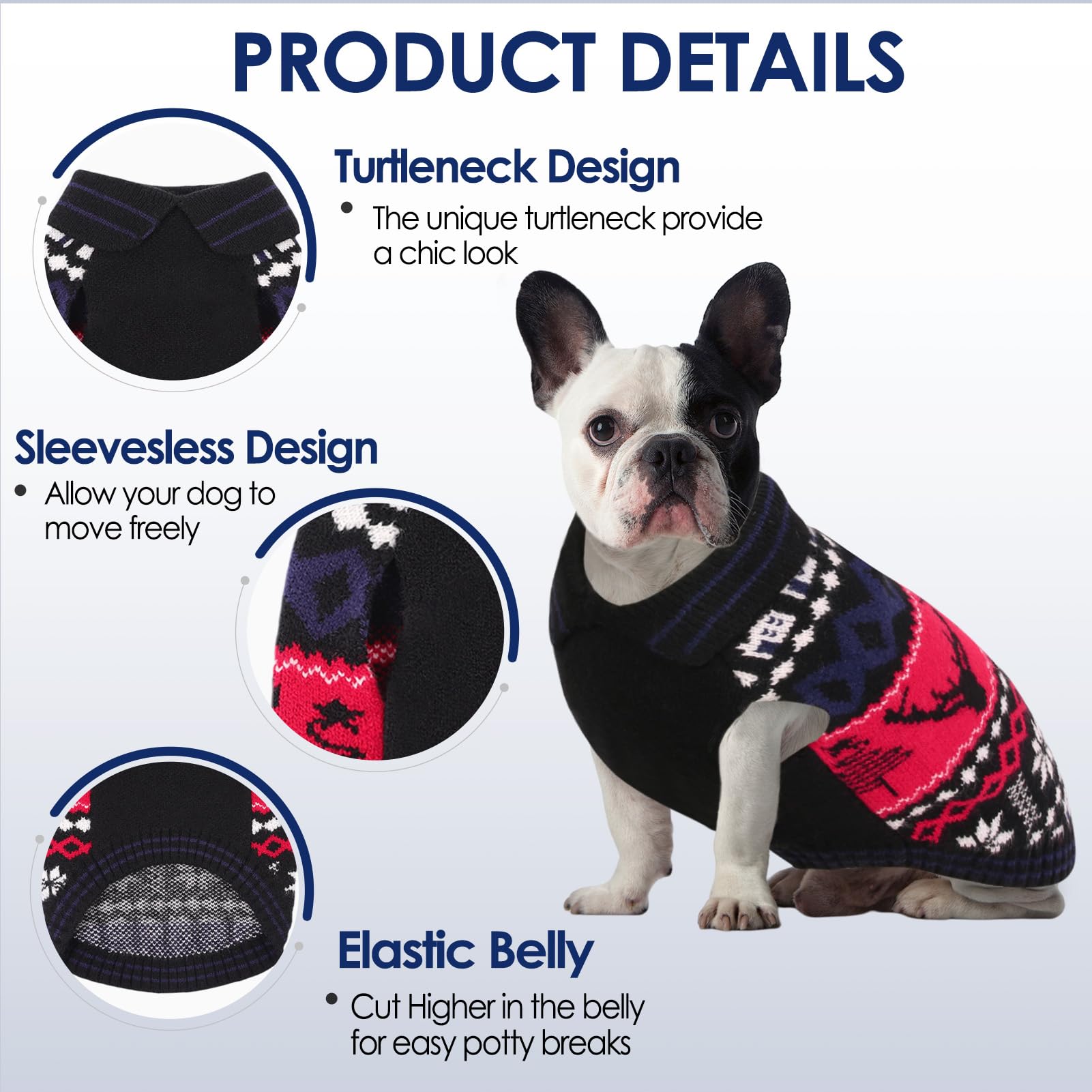 AOFITEE dog Christmas sweater red thick yarn keeps pets warm on chilly days.