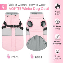 AOFITEE dog coat back zipper enables easy on/off without hair snag
