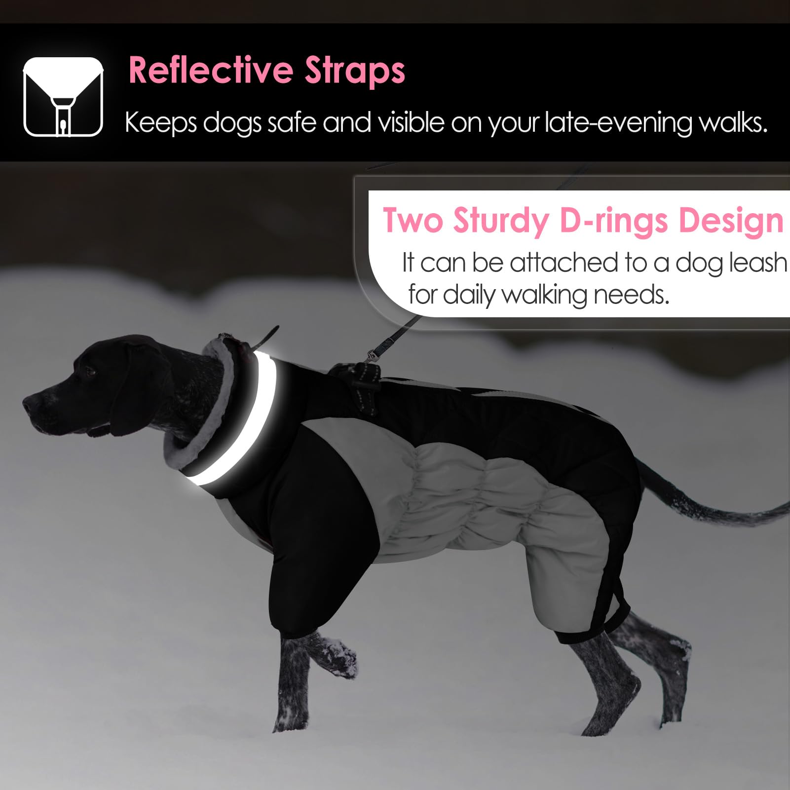 AOFITEE built-in harness and four-leg coverage simplify leash walks