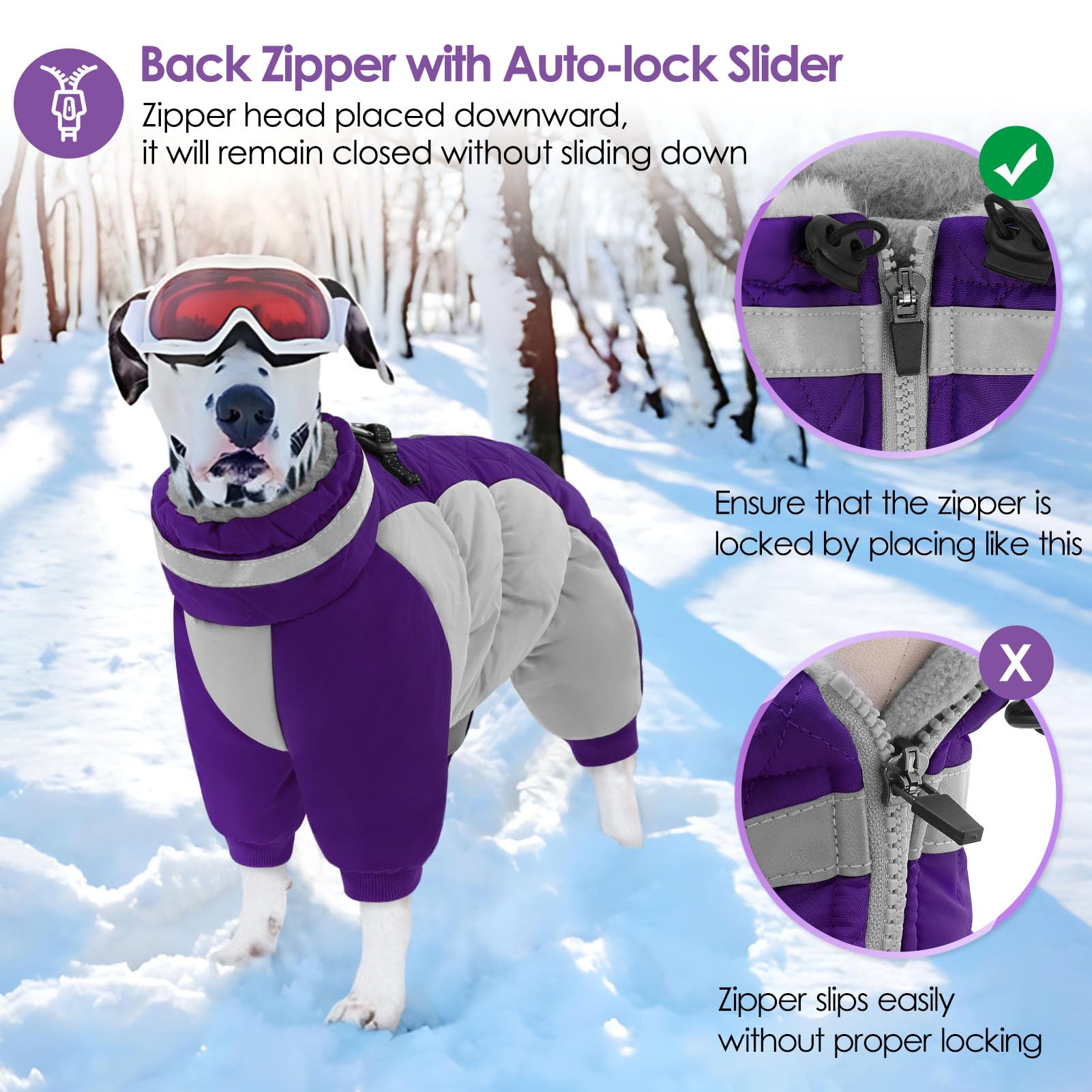 AOFITEE dog coat full-body coverage with four legs for warmth.