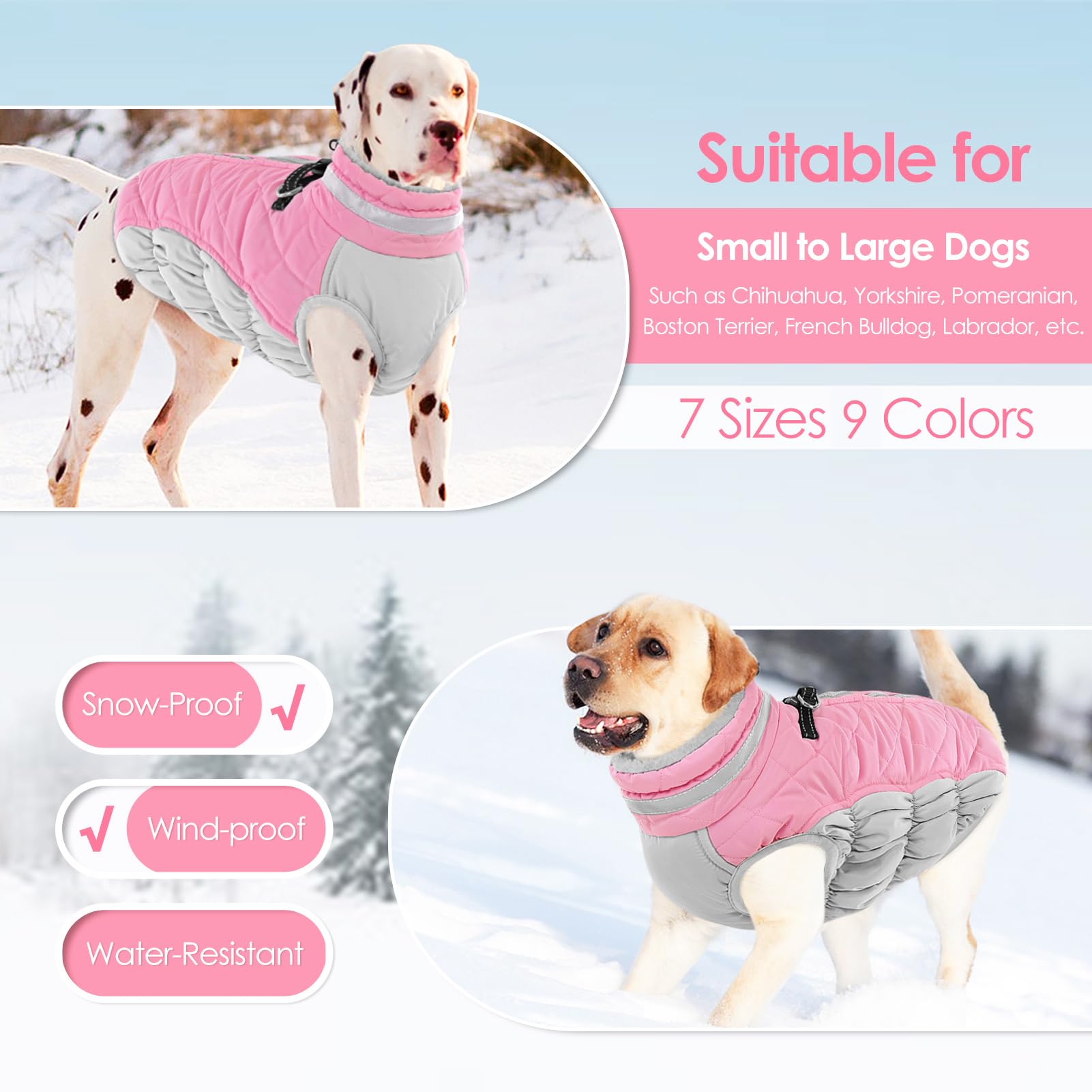 AOFITEE dog coat harness-built-in design simplifies leash use.